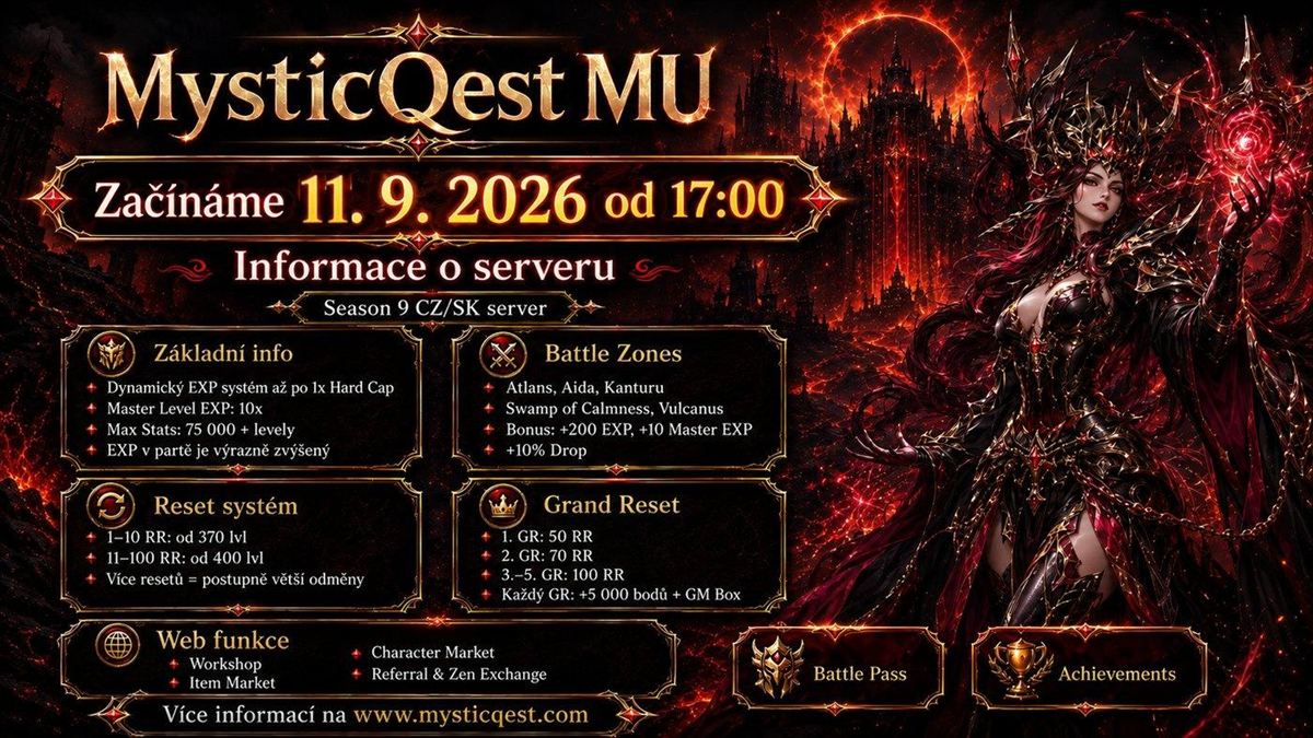 MysticQest MU – informace o serveru